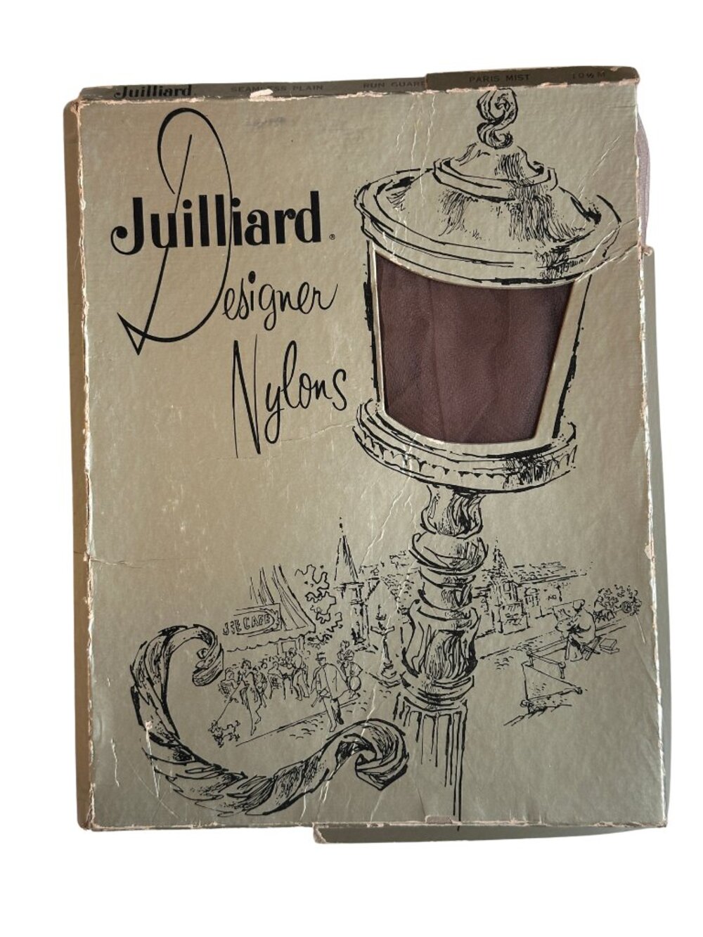 VTG Juilliard Designer Nylons Stockings Hosiery Box Set 2 Pairs Brown Taupe